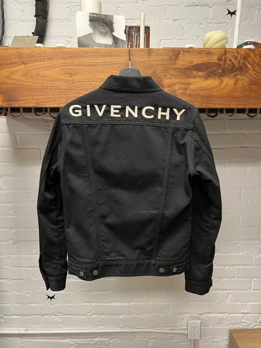 Givenchy ‘Spell-Out’ Logo Black Denim Trucker Jacket