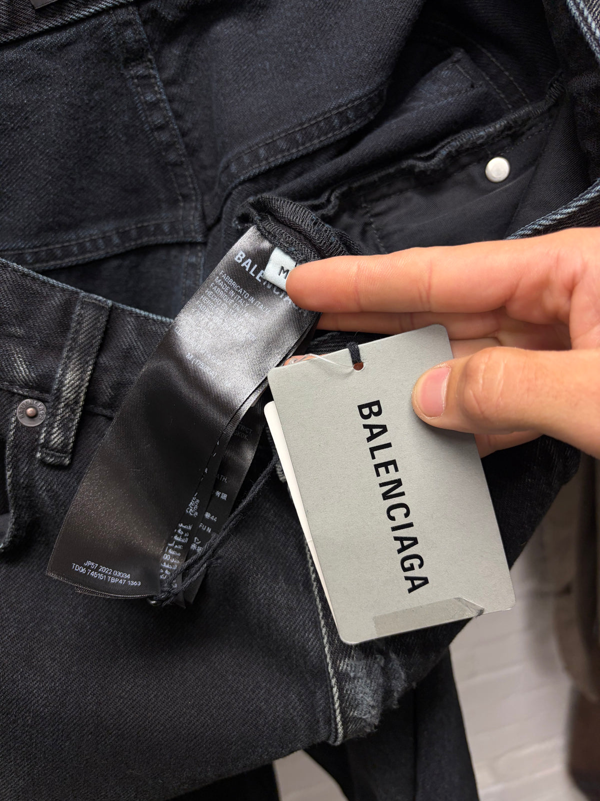 2022 Balenciaga ‘Destroyed’ Heavy Distressed Black Bootcut Denim