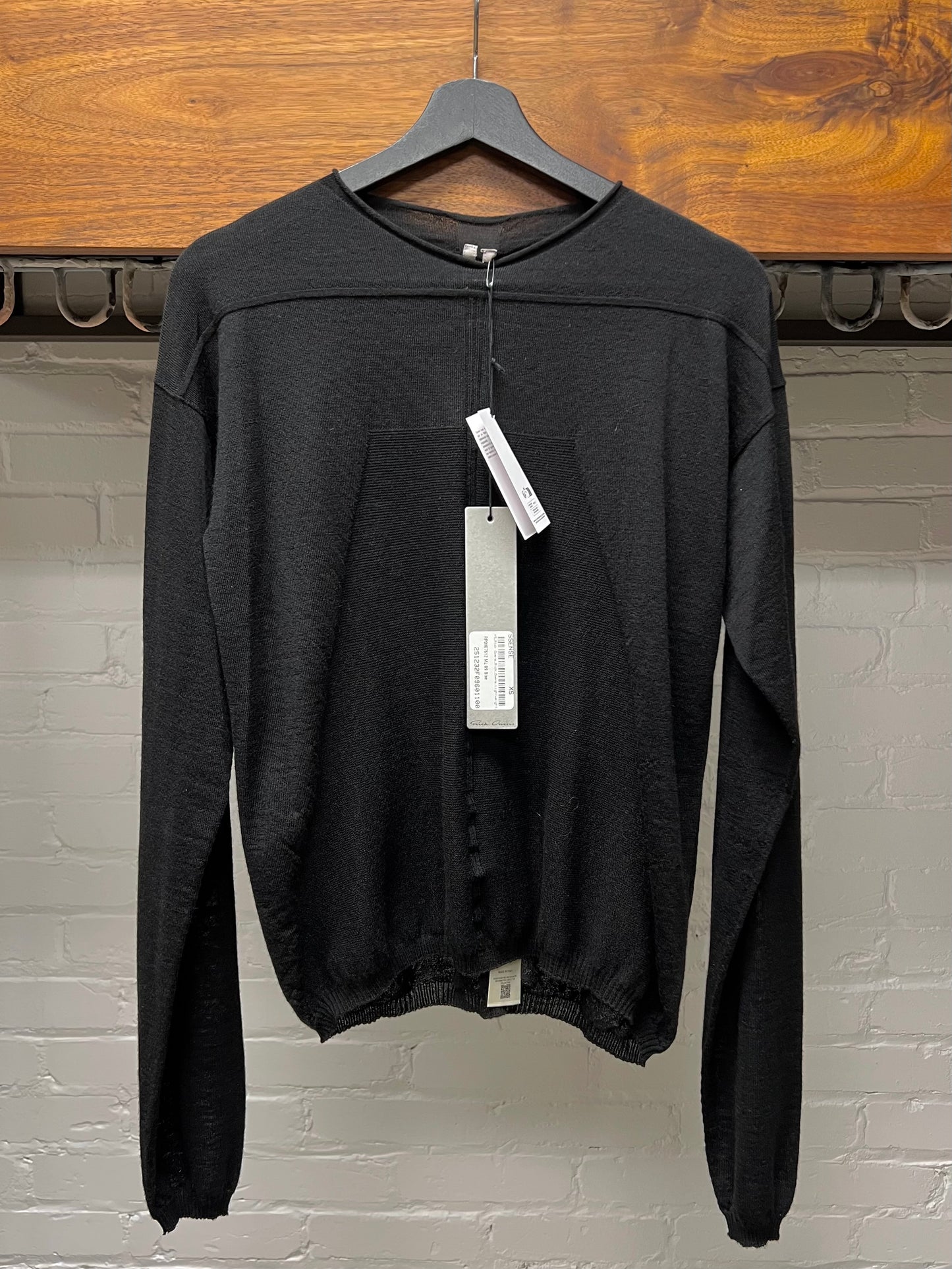 SS2025 Rick Owens ‘Hollywood’ Virgin Wool Black Stretch Knit Sweater
