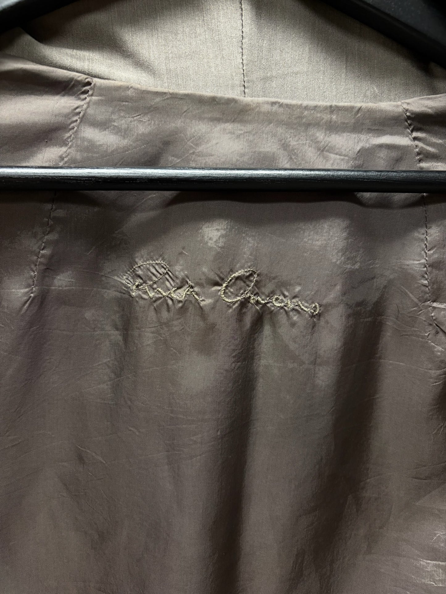 Rick Owens O&M era Silk/Leather Hybrid Dust Brown Scoop Neck Jacket
