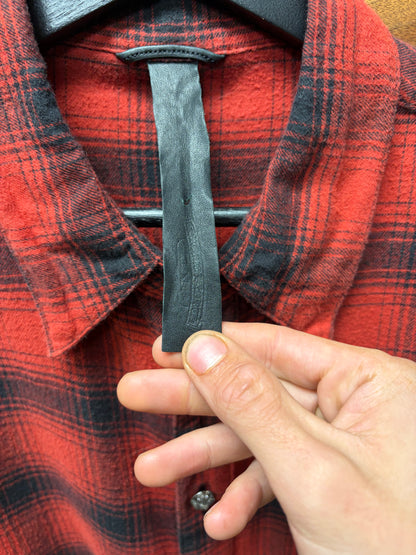 Chrome Hearts ‘Plus Cross’ Leather Patch Shadow Red/Black Plaid Flannel