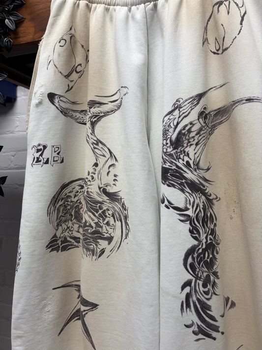 SS2024 Balenciaga ‘Tattoo’ Baggy Wide Cut Distressed Sweat Pants