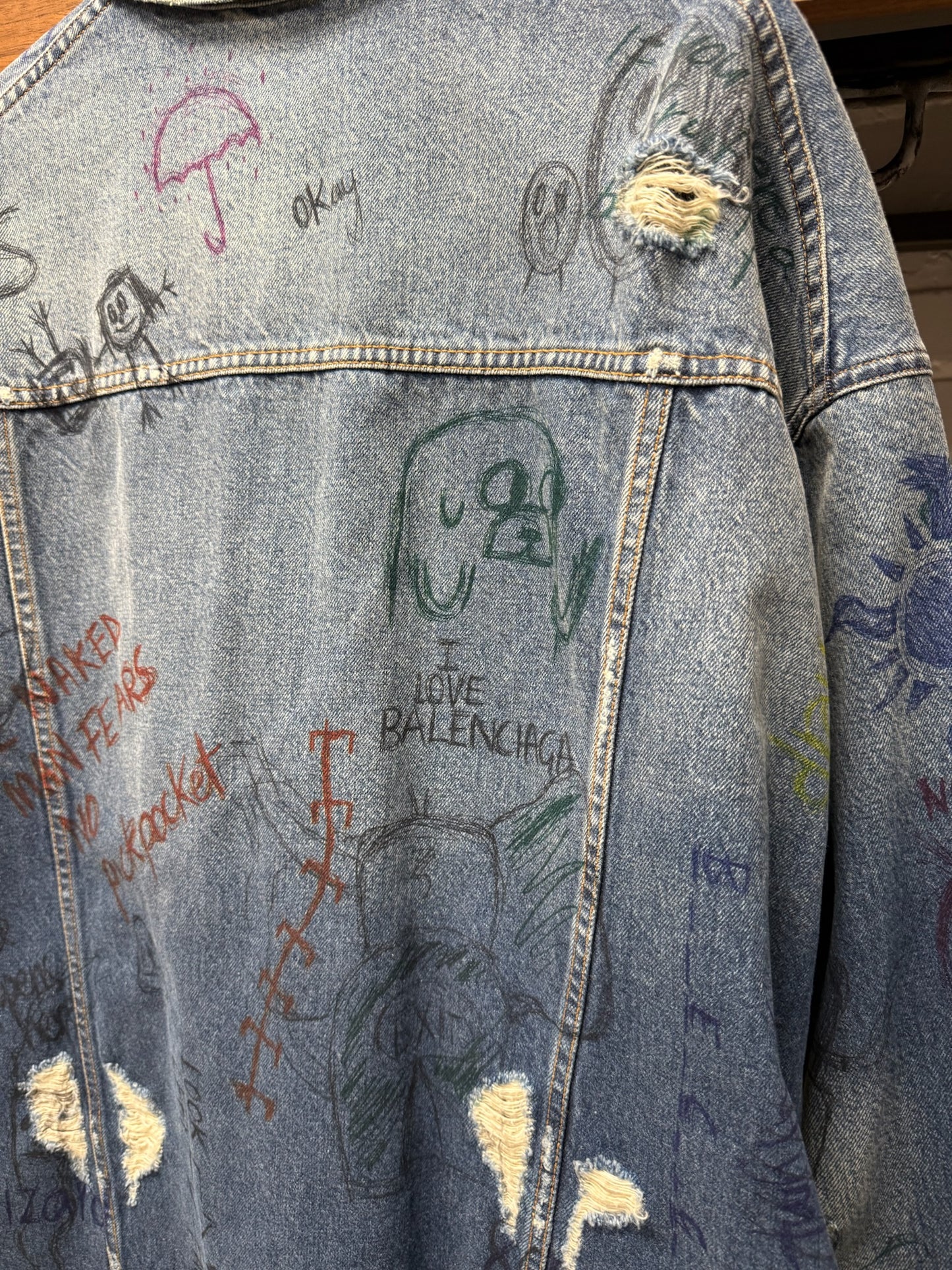 SS2022 Balenciaga ‘Graffiti’ Blue Denim Trucker Jacket