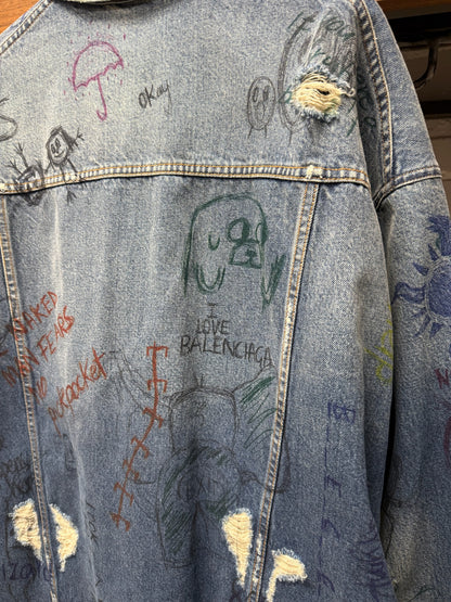 SS2022 Balenciaga ‘Graffiti’ Blue Denim Trucker Jacket