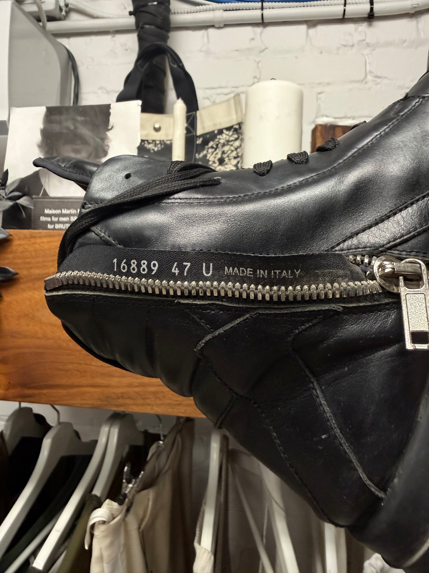 Rick Owens ‘Geobasket’ Black Leather High Top Sneakers