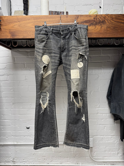 AW2004 Number (N)ine ‘Give Peace a Chance’ Distressed Patchwork Denim