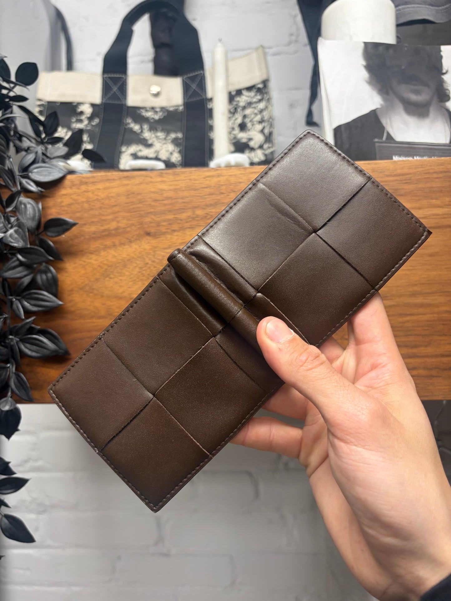 Bottega Veneta ‘Cassette’ Brown Calfskin Leather Bifold Wallet