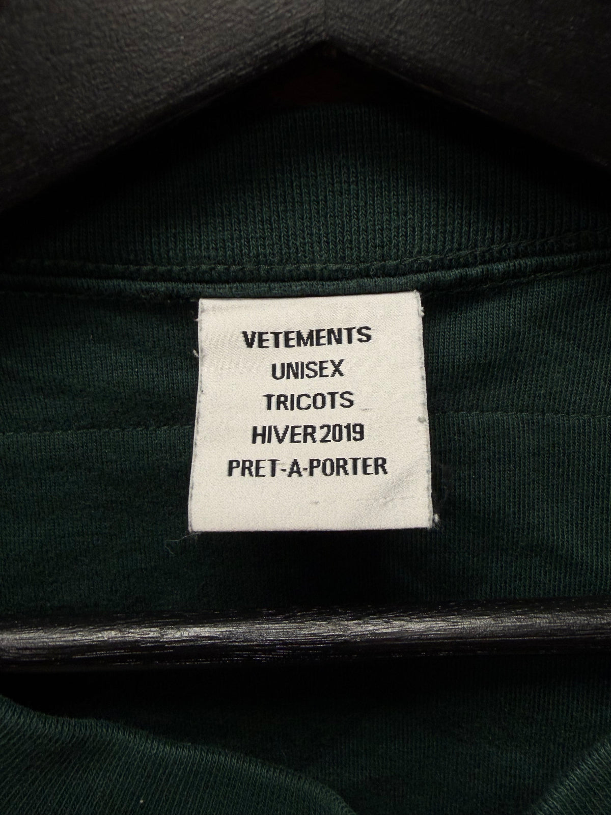 AW2019 Vetements ‘Care Label’ Inside Out Oversized Green T-Shirt