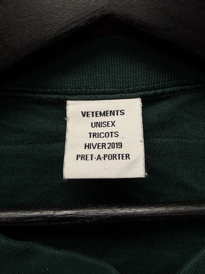 AW2019 Vetements ‘Care Label’ Inside Out Oversized Green T-Shirt