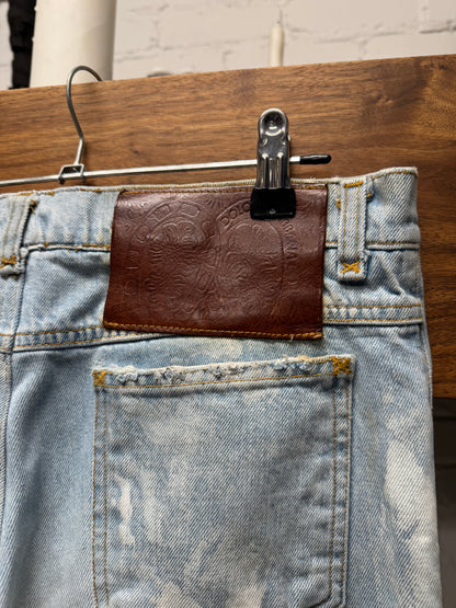 2000s Dolce & Gabbana Light Wash Blue Bleach Distressed Denim