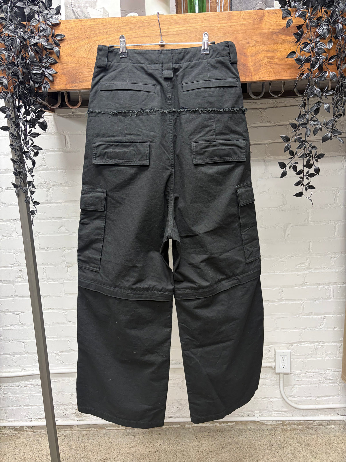 2022 Balenciaga ‘Cut Up’ Distressed Black Hybrid Wide Cut Cargo Denim