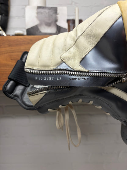 SS2015 Rick Owens ‘Faun’ Silver/Milk Leather High Top Sneakers