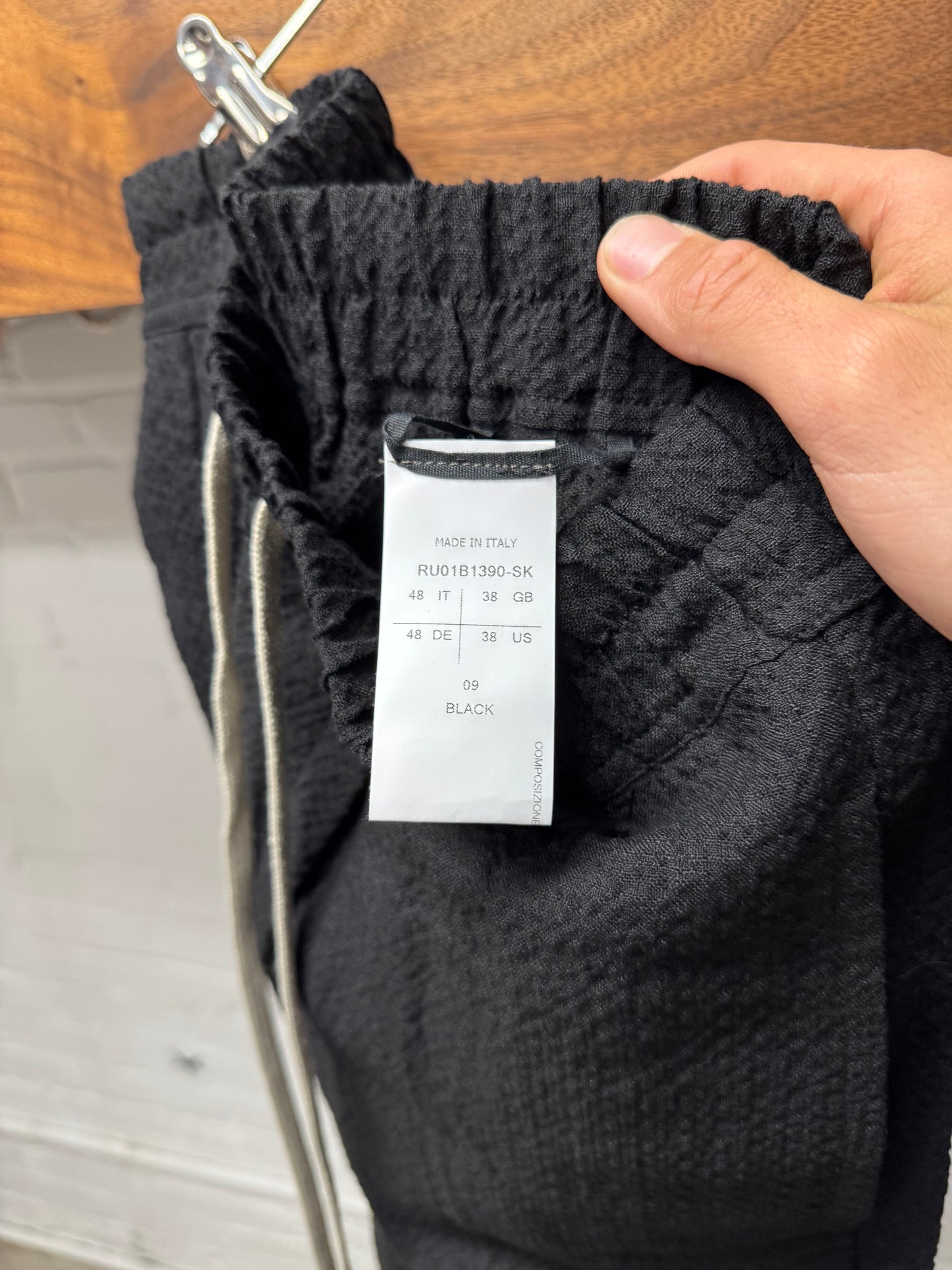 SS2022 Rick Owens ‘Fogachine’ Black ‘Berlin’ Drawstring Relaxed Pants