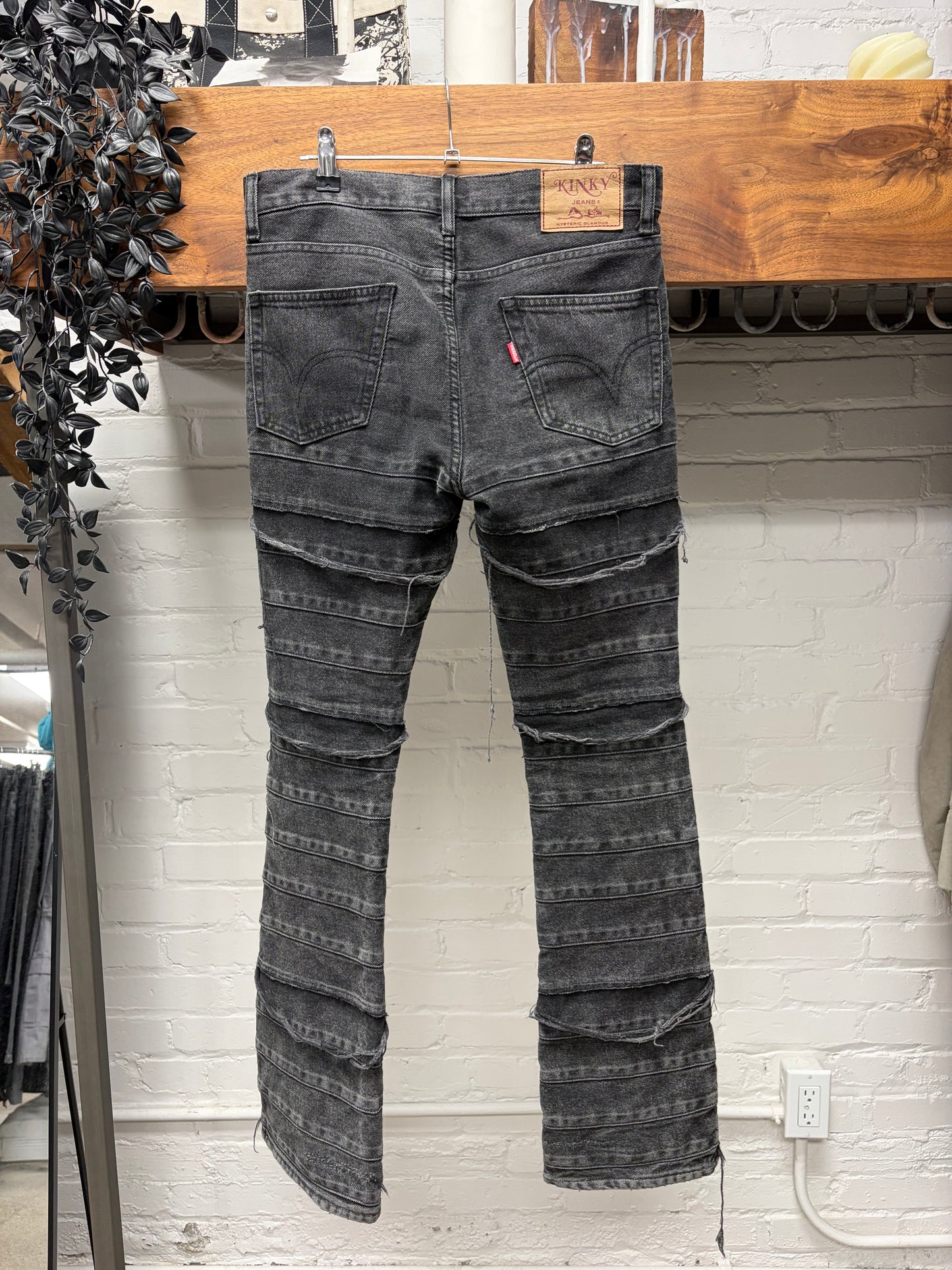 2000s Hysteric Glamour ‘Hagi’ Distressed Black Flared Leg Denim