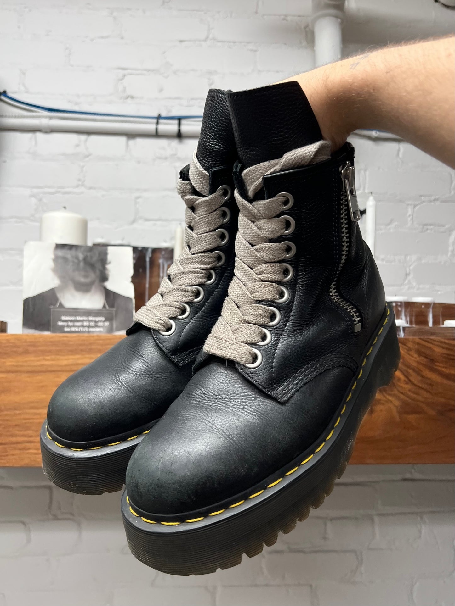 Rick Owens x Doc Martens ‘Quad Sole’ Calfskin Leather Combat Boots