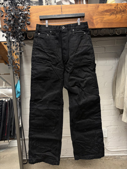 Rick Owens 16oz Japanese Denim ‘Strobe Double Knee’ Black Carpenter Jeans
