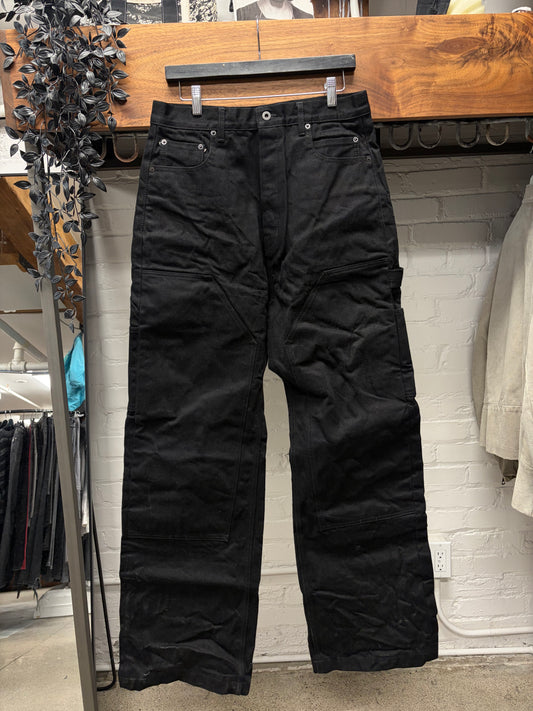 Rick Owens 16oz Japanese Denim ‘Strobe Double Knee’ Black Carpenter Jeans