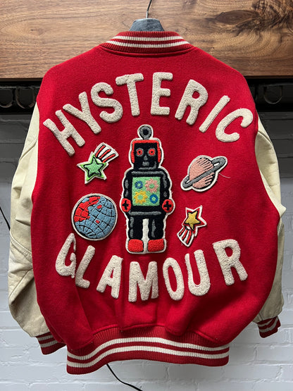 1990s Hysteric Glamour Chenille Patch Leather Varsity Jacket