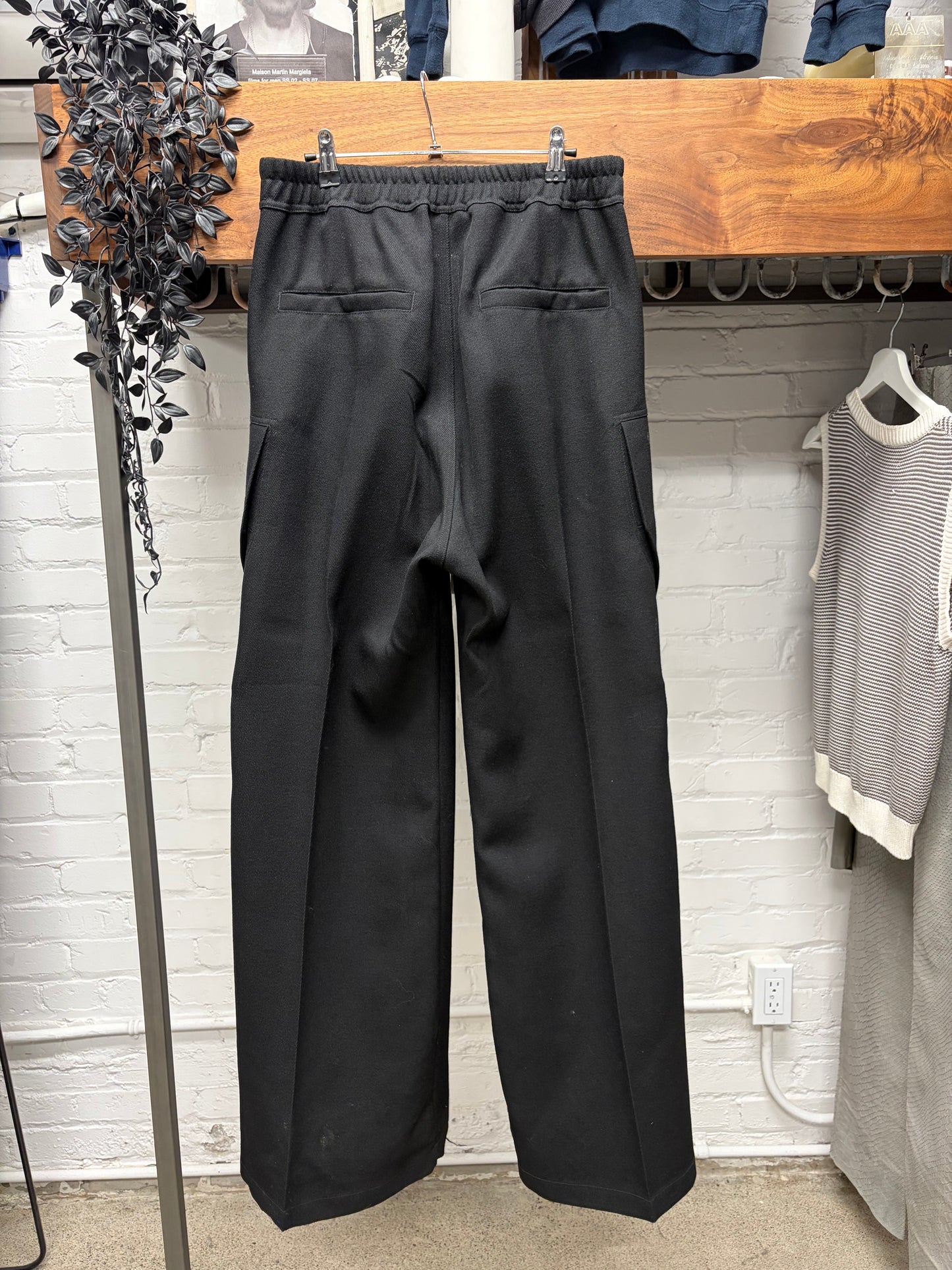 Rick Owens Mainline Black ‘CargoBela’ Black Wide Leg Drawstring Pants