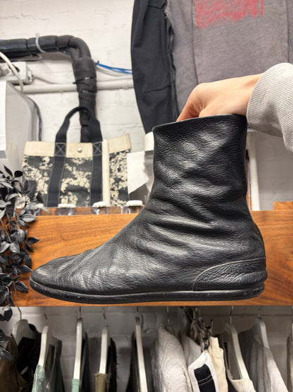 Maison Margiela ‘Tabi’ Split Toe Black Leather Monk Sole Boots