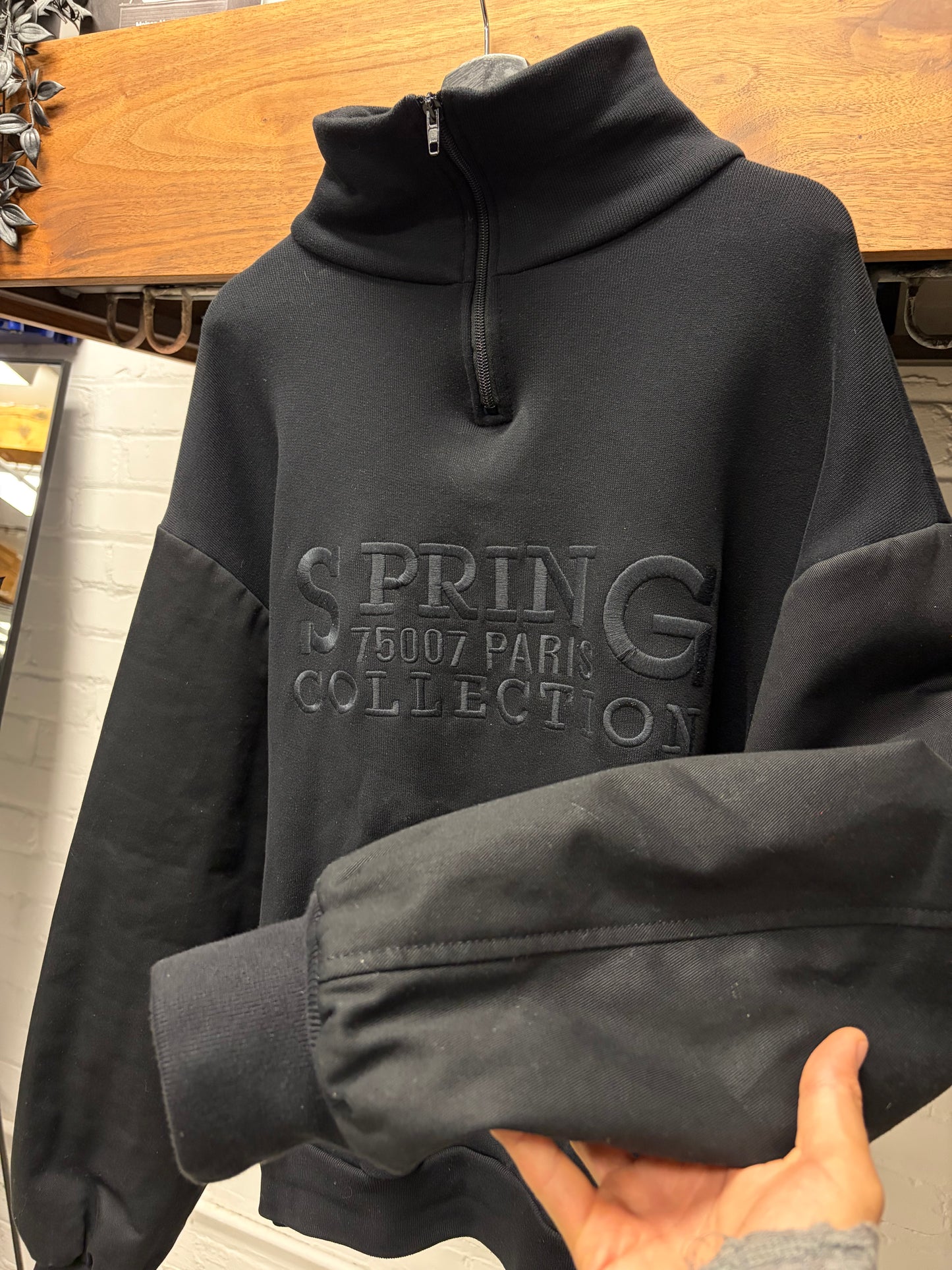 SS2018 Balenciaga ‘Twinset’ Hybrid Sleeve Quarter Zip Sweatshirt