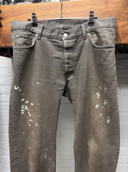 Vintage Helmut Lang Washed Grey ‘Painter’ Bootcut Denim