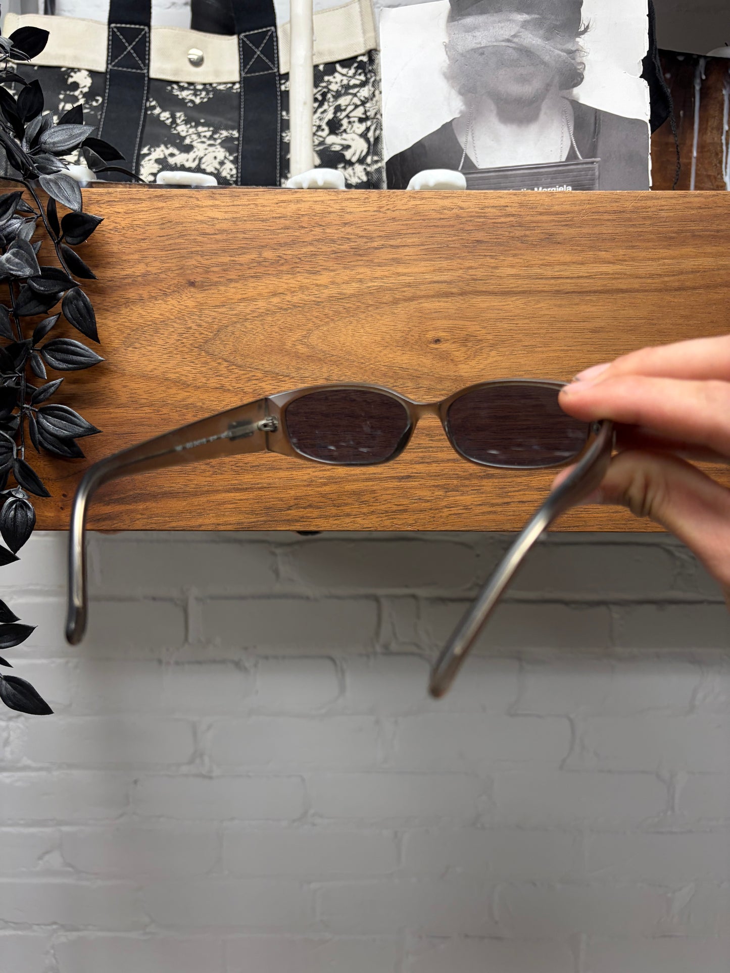 Vintage Gucci Brown Tinted Boxy Rectangular Frame Sunglasses