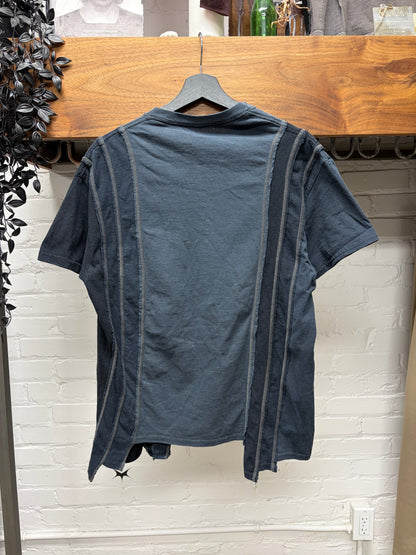 Rebuild By Needles ‘7 Cuts’ Dark Blue Reconstructed Embroidered Logo Pocket T-Shirt