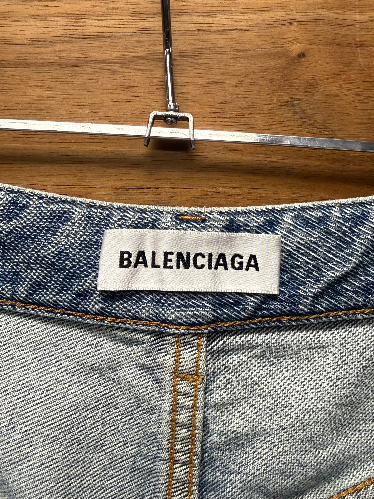 2021 Balenciaga Light Wash Blue Wide Leg Denim