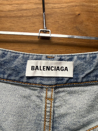 2021 Balenciaga Light Wash Blue Wide Leg Denim