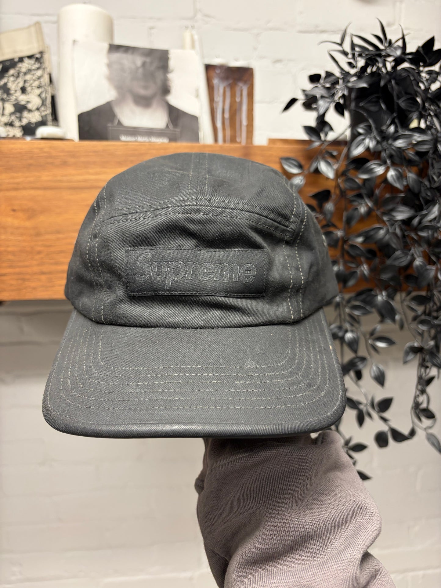 Maison Margiela x Supreme Waxed Black Canvas Box Logo ‘5 Panel’ Hat