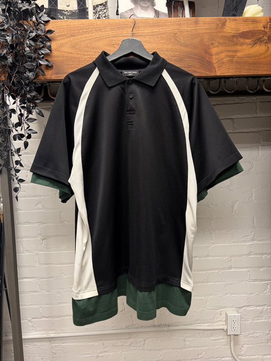 AW2021 Balenciaga Double Layered Hybrid ‘Sports Icon Logo’ Polo