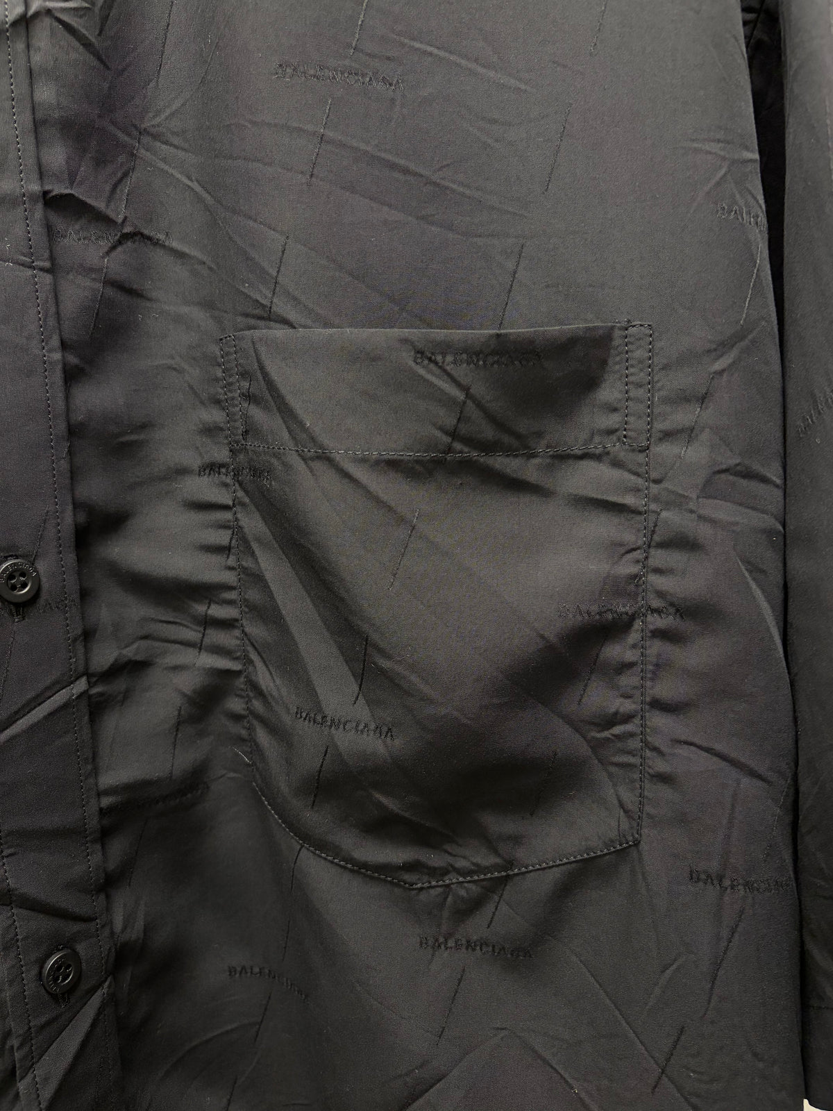 2021 Balenciaga ‘Subtle Monogram’ Black Oversized Short Sleeve Button Up Shirt