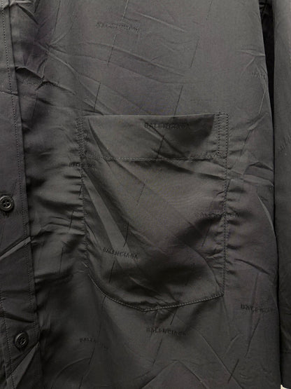 2021 Balenciaga ‘Subtle Monogram’ Black Oversized Short Sleeve Button Up Shirt