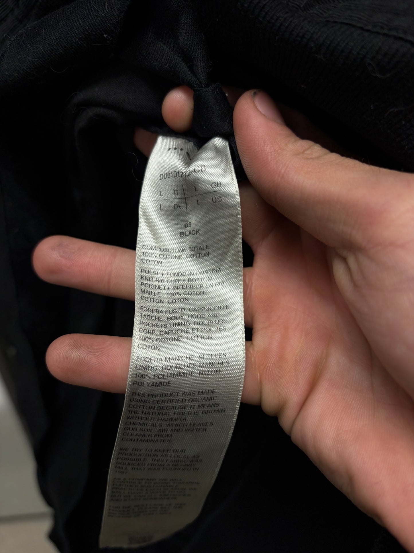 Rick Owens Black ‘Gimp’ Canvas Masked Full Zip Hoodie