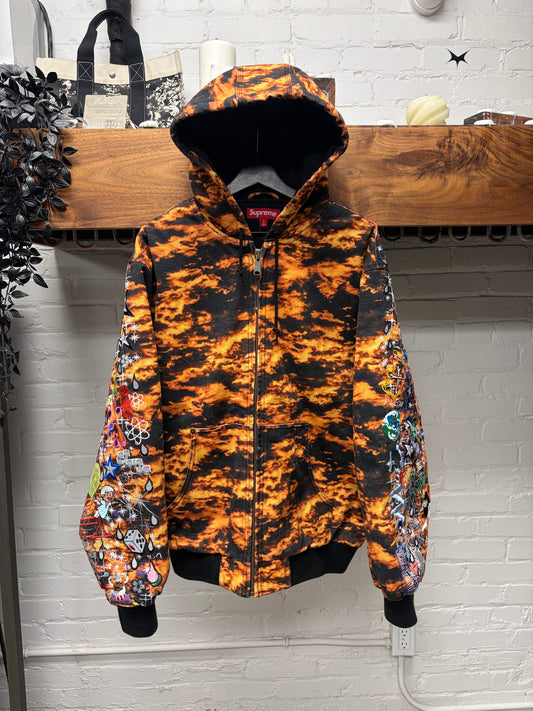 AW2025 Supreme AOI Embroidered Patch Heavyweight Hooded Work Jacket