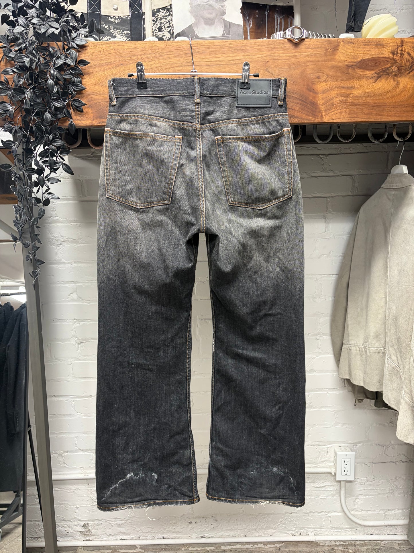 Acne Studios Wide Leg Black Painter Denim