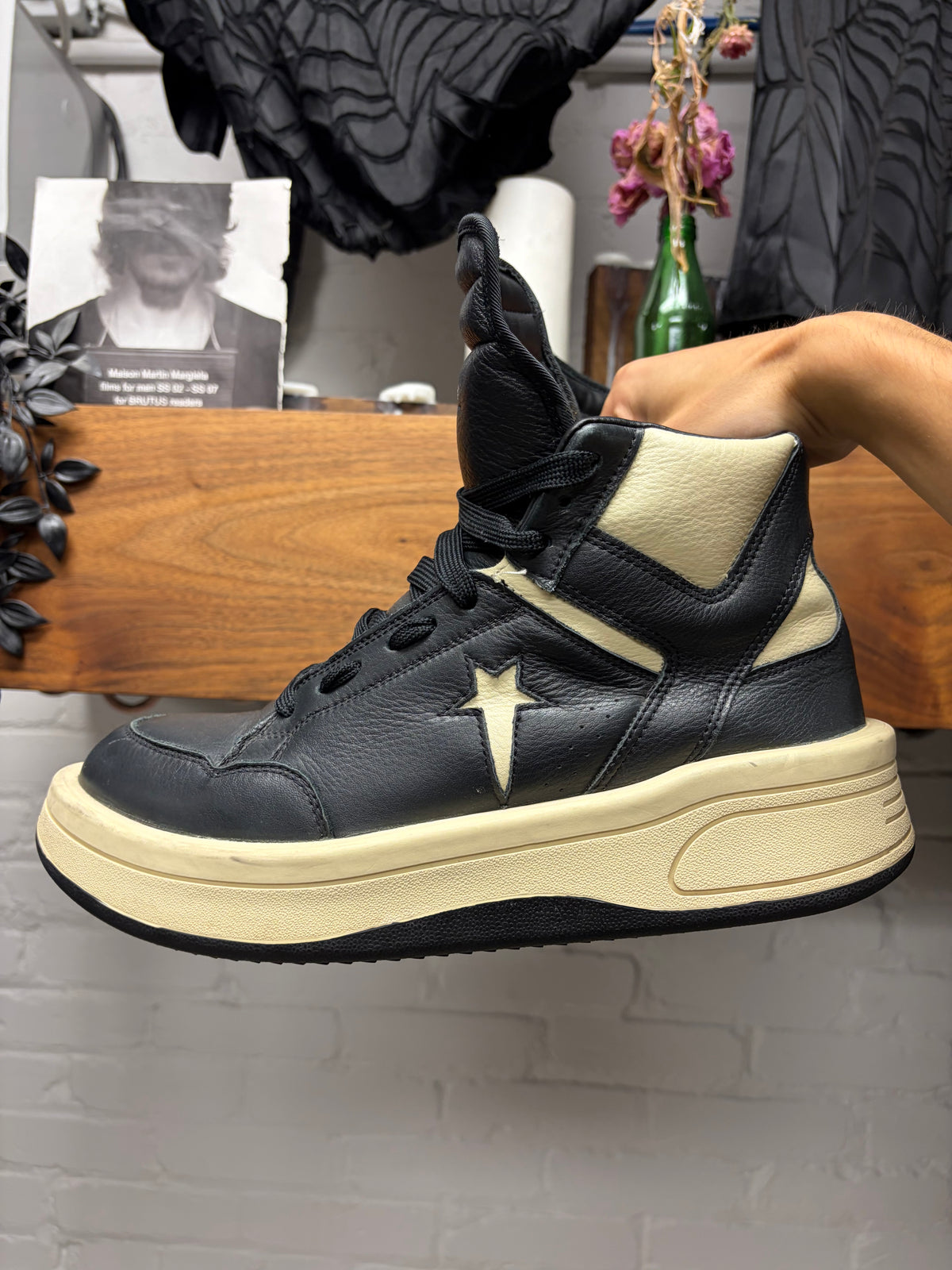 Rick Owens x Converse ‘TurboPWN’ Black/Milk High Top Sneakers