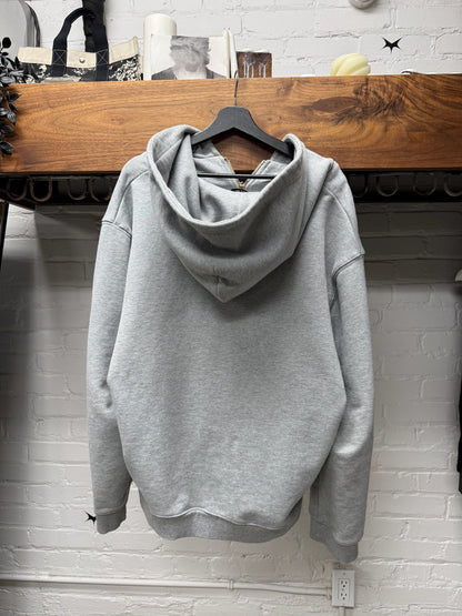 Miu Miu ‘Appliqué Logo’ Grey Cotton Zip-Up Hoodie