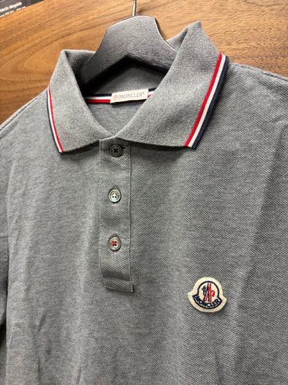 Moncler ‘Tricolor’ Grey Cotton Polo