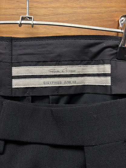 AW2018 Rick Owens ‘Sisyphus’ Tuxedo Striped Side Seam Black Wide Leg Trousers