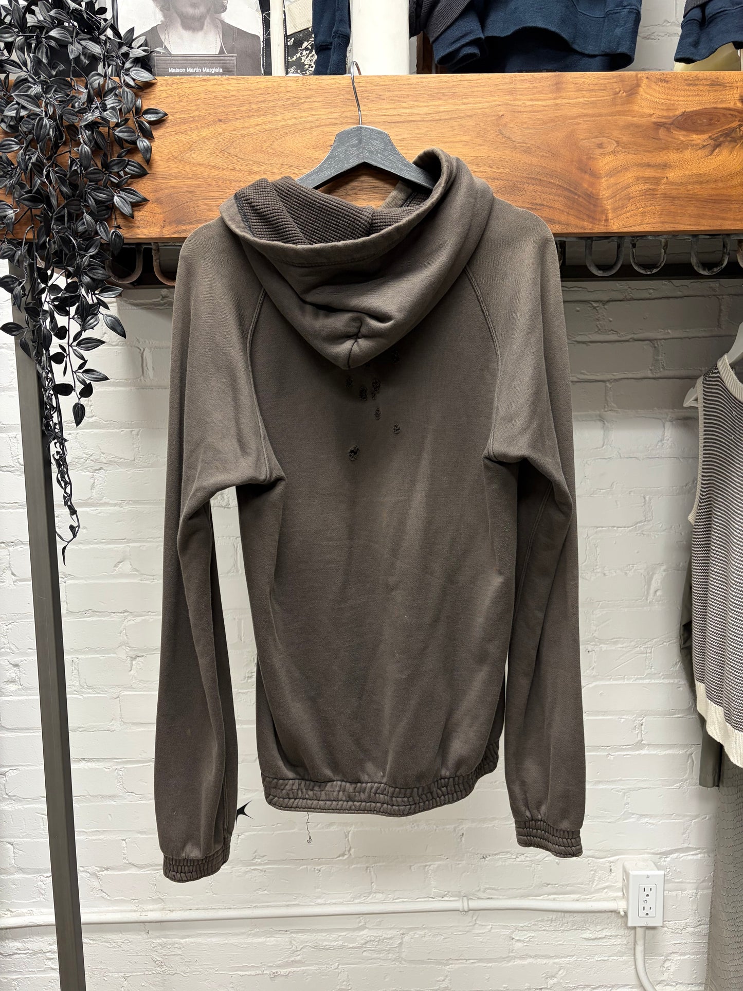 OG Number (N)ine ‘School of Visual Comedy’ Shotgun Distressed Brown Thermal Hoodie