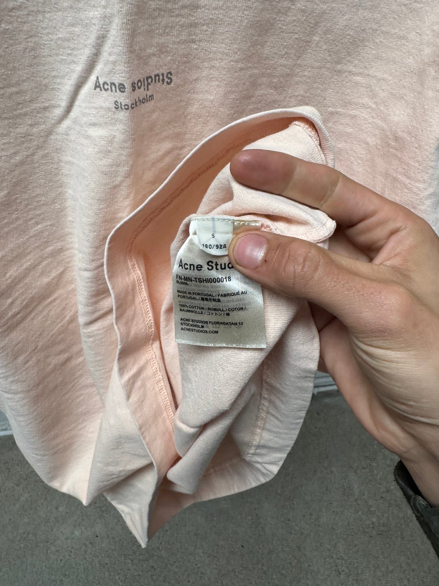Acne Studios ‘Stockholm Logo’ Faded Pink Jersey Cotton T-Shirt
