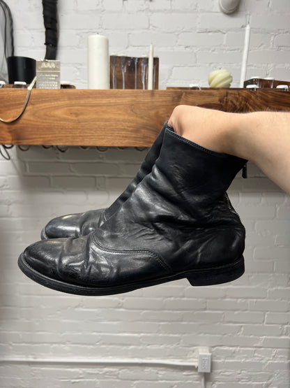 Guidi 986 Backzip Black Calfskin Leather Ankle Boots