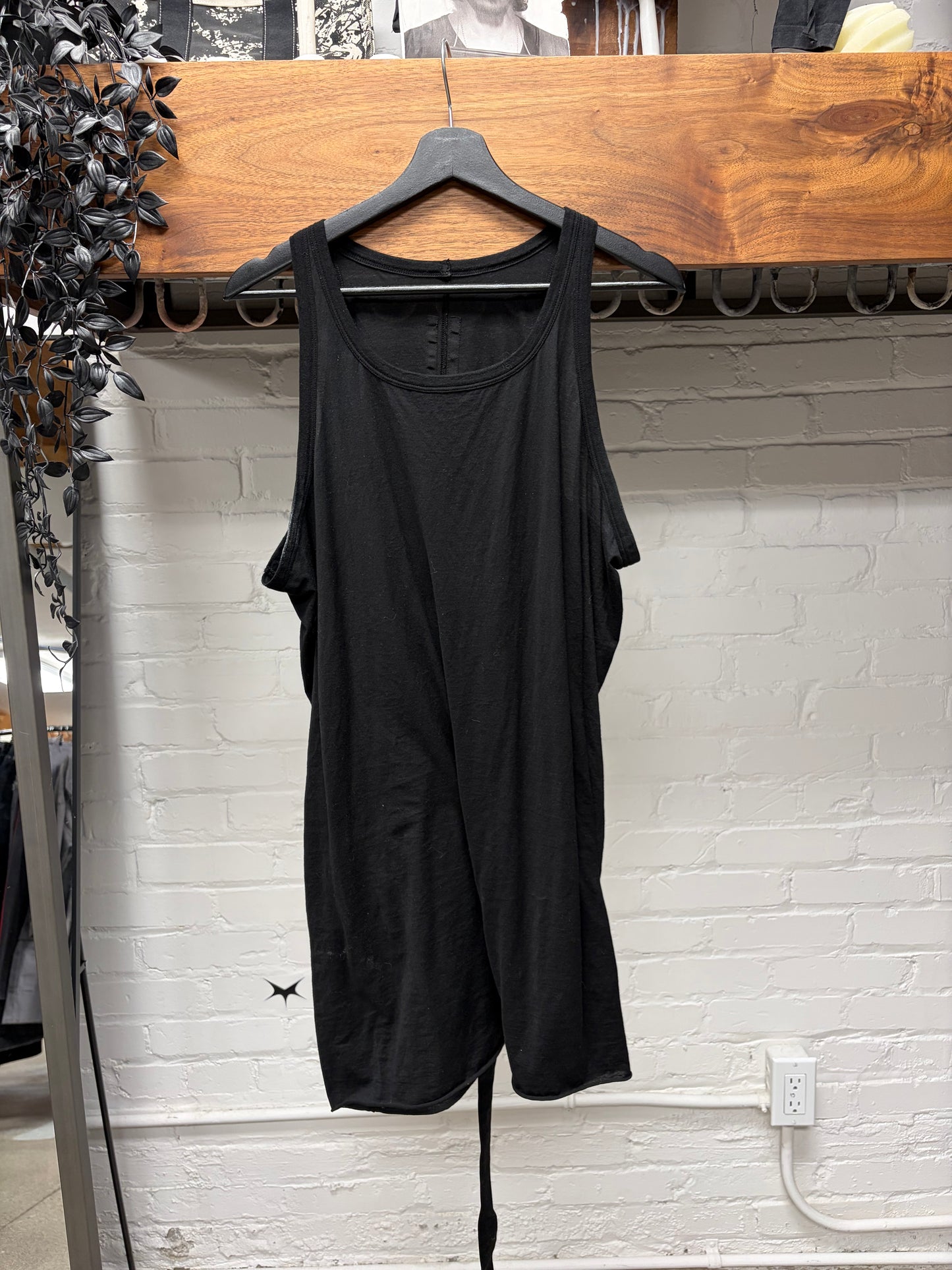 Rick Owens Mainline Ribbed Black Tank Top