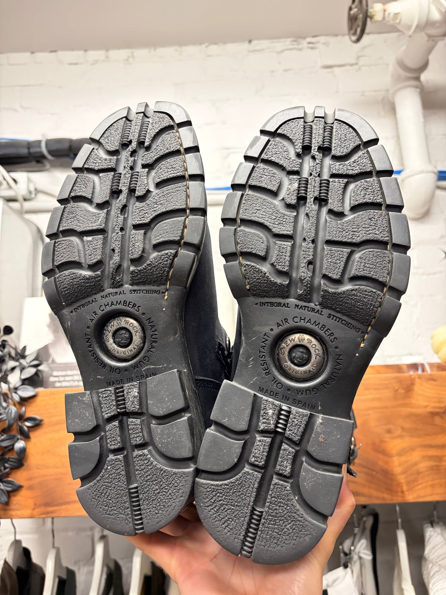 New Rock Black Calfskin Leather ‘Engineer’ Boots