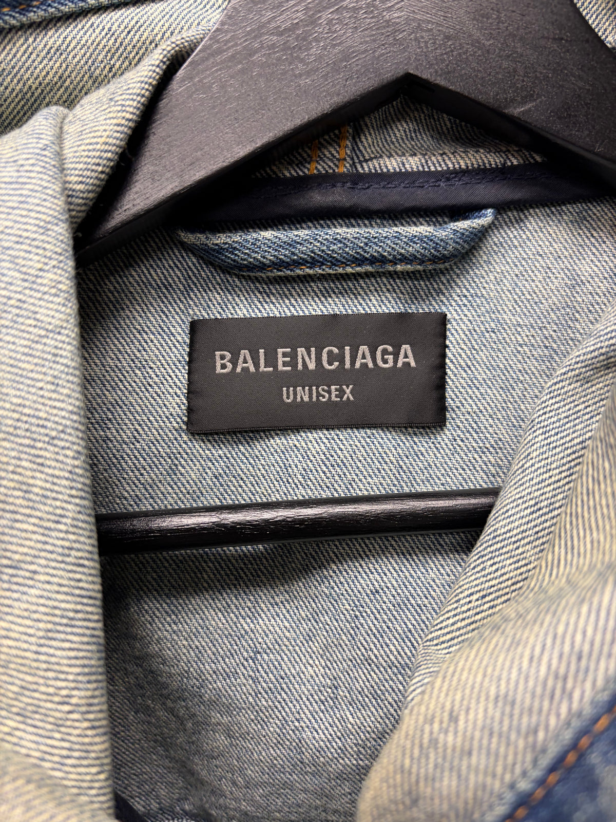 2023 Balenciaga Stone Washed Blue Denim Pullover Hoodie