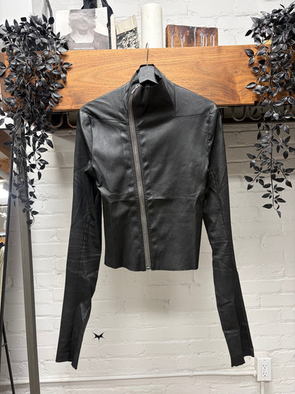 SS2022 Rick Owens ‘Fogachine’ Lambskin Leather ‘Gary’ High Neck Jacket