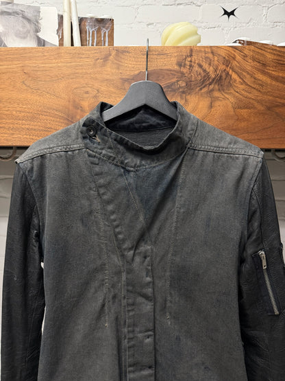 Rick Owens O&M Era ‘Slave’ Hybrid Denim Jacket with Leather Sleeves