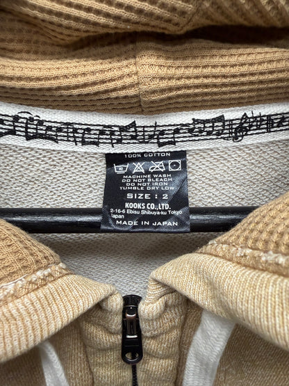 Number (N)ine Tan Brown Zip-Up Waffle Lined Cargo Hoodie
